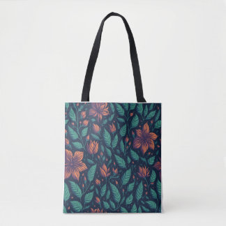 Tote Bag Motif arc-en-ciel à feuille de fleurs