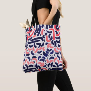 Tote Bag Motif arc-en-ciel bleu et orange acrylique