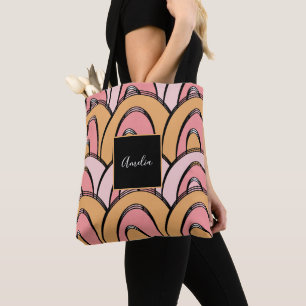 Tote Bag Motif Arc-en-ciel Groovy Orange Rose  