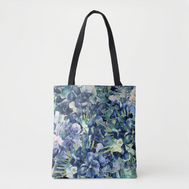 Tote Bag Motif Arrière - plan bleu Iris (Devant)
