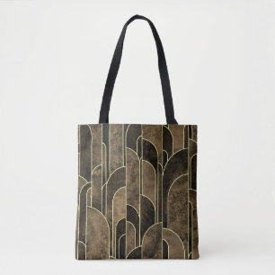 Tote Bag Motif Art déco Brown et or riche
