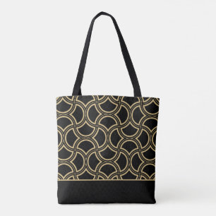 Tote Bag Motif art-déco noir et or 12