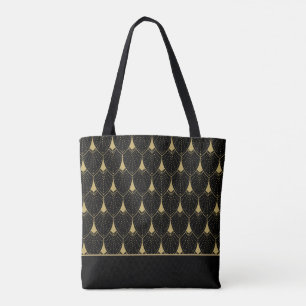 Tote Bag Motif art-déco noir et or 13