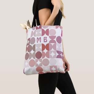 Tote Bag Motif artistique rétro personnalisé rose taupe mau