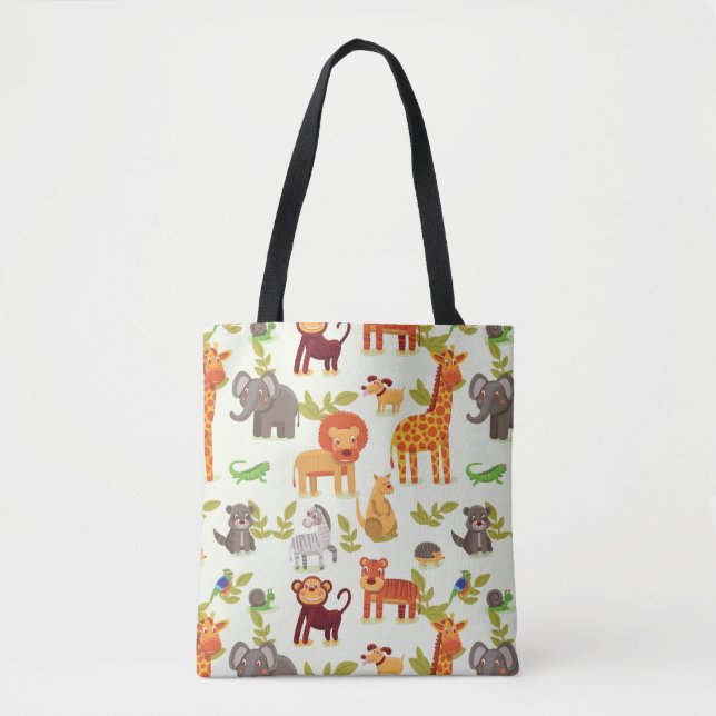 Tote Bag Motif avec des animaux de bande dessinée (Devant)