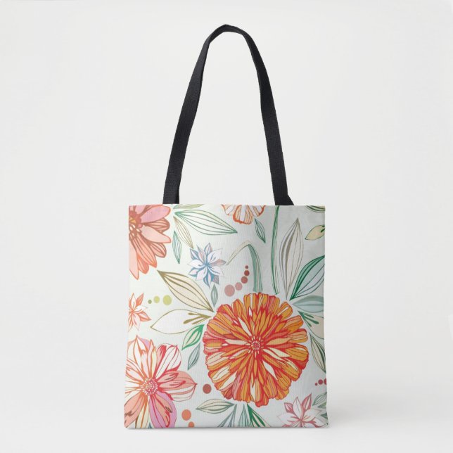 Tote Bag Motif avec des asters (Devant)