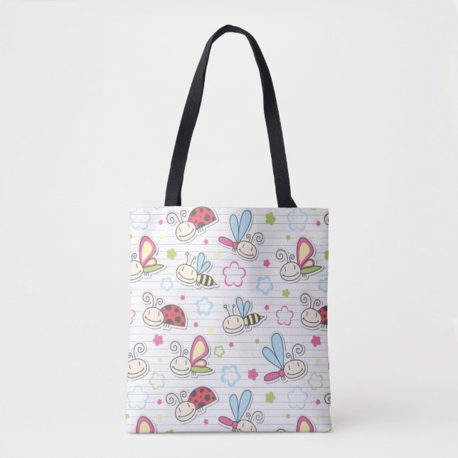 Tote Bag motif avec des insectes (Devant)