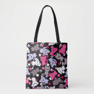 Tote Bag motif avec les chats mignons 3 de griffonnage de