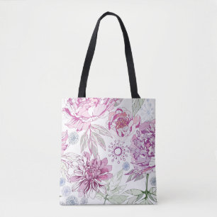 Tote Bag Motif avec les fleurs roses