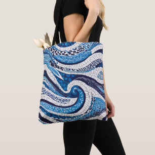 Tote Bag Motif blanc bleu 05