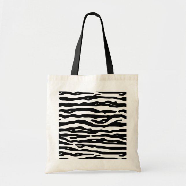 Tote Bag Motif blanc de rayures de noir de poster de animal (Devant)
