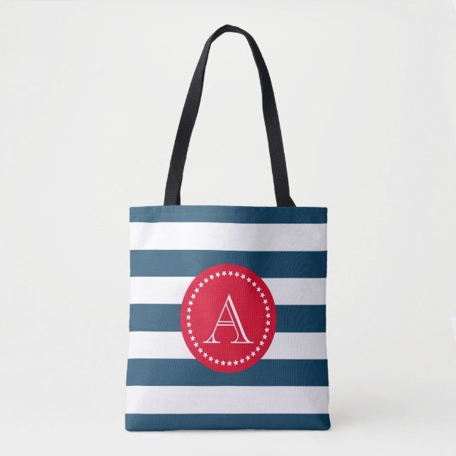 Tote Bag Motif bleu et blanc (Devant)