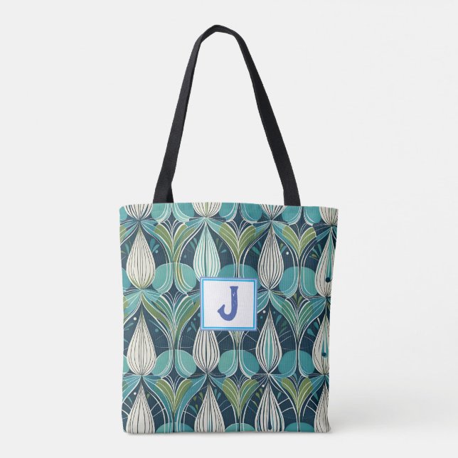 Tote Bag Motif bleu vert du milieu du siècle atomique (Dos)