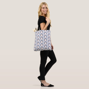 Tote Bag Motif Boho bleu et arc-en-ciel de pêche