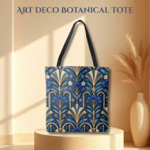 Motif botanique Art Déco. Bleu saphir