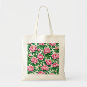 Tote Bag Motif botanique floral de pivoine rose