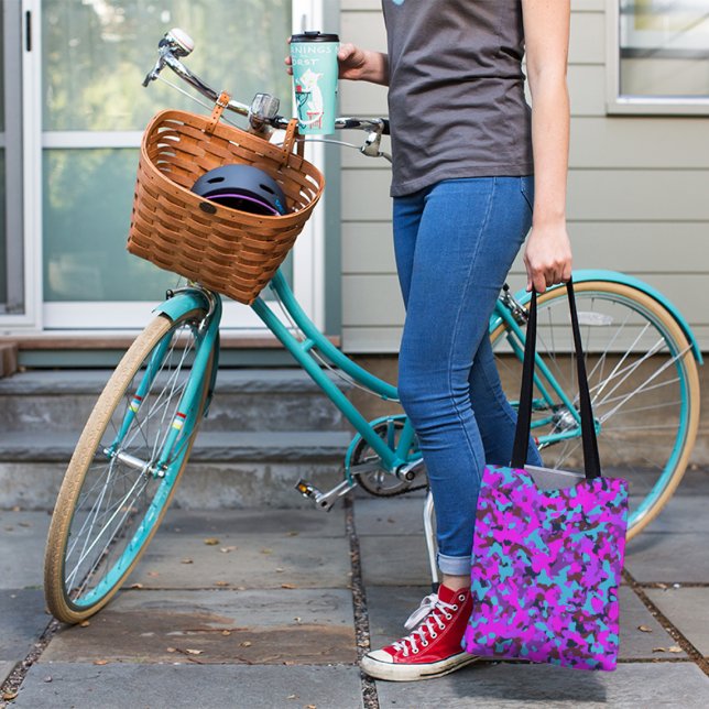 Tote Bag Motif Camo magenta rose turquoise (Créateur téléchargé)