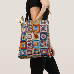 Tote Bag Motif Carré de Granny Crochet