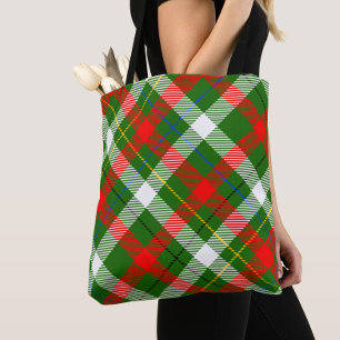 Tote Bag Motif carreau flanelle rouge vert blanc Noël 
