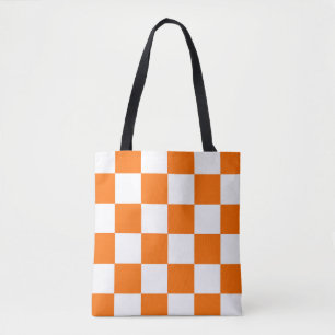 Tote Bag Motif chèque À damiers blanc orange