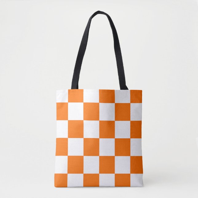 Tote Bag Motif chèque À damiers blanc orange (Devant)
