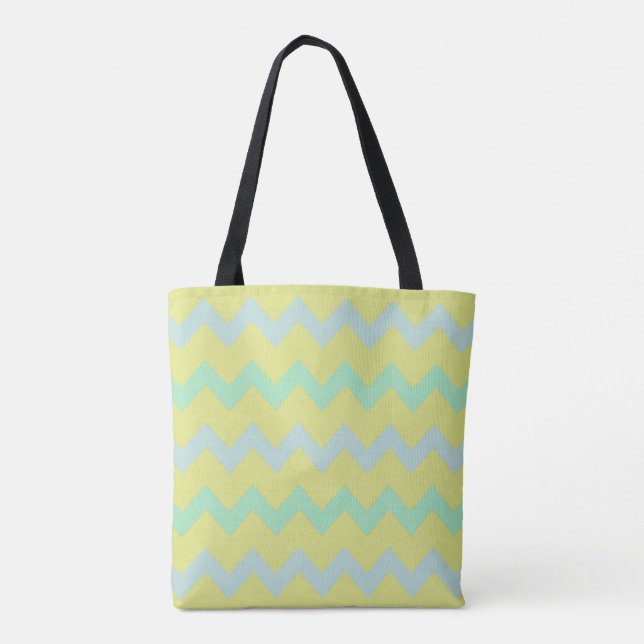 Tote Bag Motif Chevron zigzag en vert violet et bleu (Dos)