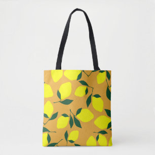 Tote Bag Motif citron simple, arrière - plan orange.