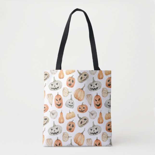 Tote Bag Motif Citrouille d'aquarelle amusant (Devant)