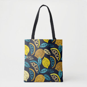 Tote Bag Motif Citrus Lemon Doodle Arrière - plan