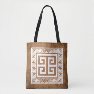 Tote Bag Motif clé grec Design blanc
