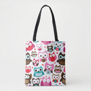Tote Bag motif coloré de hibou