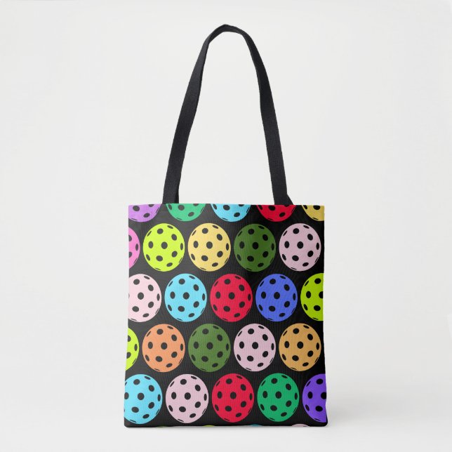 Tote Bag Motif coloré de Pickleball (Devant)