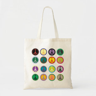 Tote Bag Motif coloré du signe de paix de hippie 60s
