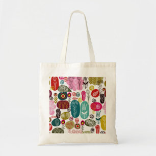 Tote Bag Motif coloré simple main dessinée Fleurs rétro