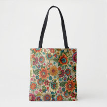 Motif cottagecore fleur marron violet orange