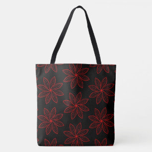 Tote Bag Motif cramoisi sur fond noir
