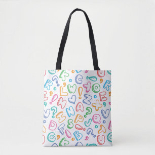 Tote Bag motif d'alphabet