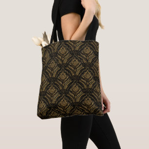 Tote Bag Motif damassé ornemental or luxe