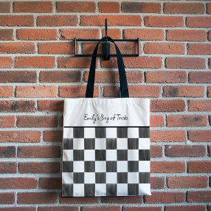 Tote Bag Motif damier noir personnalisé