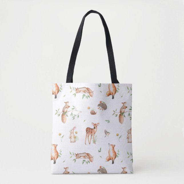 Tote Bag Motif d'amis animaux de bois mignon (Devant)