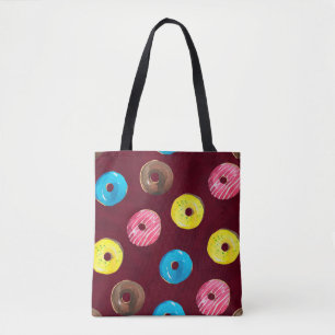 Tote Bag Motif d'aquarelle transparente avec beignets sur r