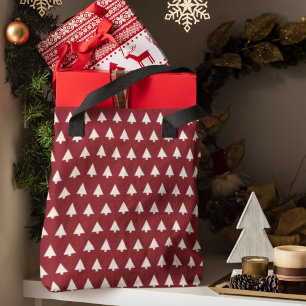 Tote Bag Motif d'arbre de Noël   Géométrique Scandi Rouge f