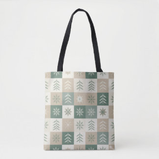 Tote Bag Motif d'arbre de Noël scandinave sans couture