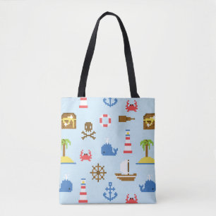 Tote Bag Motif d'art de mer de pixel