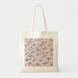 Tote Bag Motif dauphin aquarelle côte plage océan 