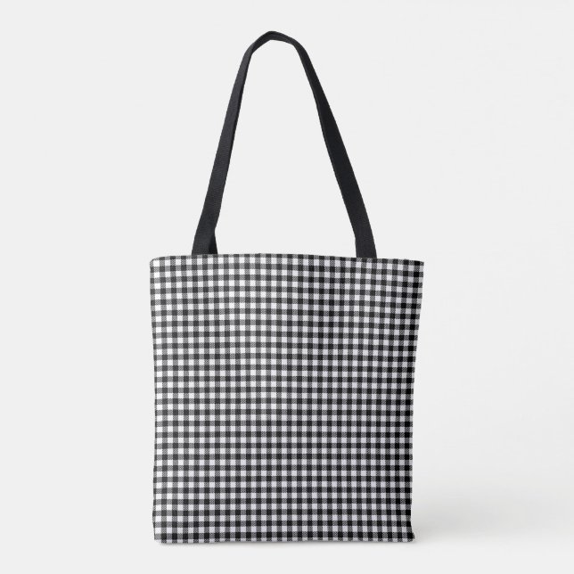Tote Bag Motif de À damiers en noir et blanc (Dos)