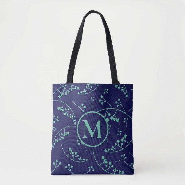 Tote Bag Motif de baies turquoise turquoise (Devant)