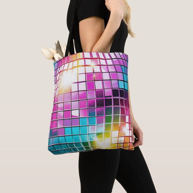 Tote Bag Motif de bal Disco Rose (De près)