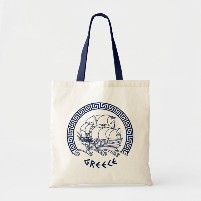 Tote Bag Motif de bateau traditionnel grec à l'intérieur d' (Devant)