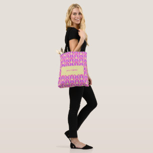 Tote Bag Motif de bloc géométrique pixelisé rose pastel vio